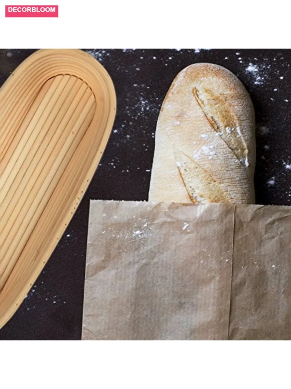 13 Oval Rattan Bread Proofing Basket with Linen Liner and Scraper for Sourdough